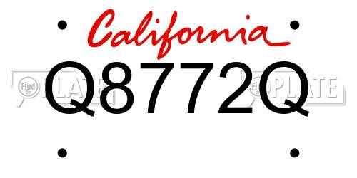 Q8772Q California License Plate