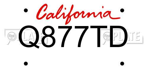 Q877TD California License Plate