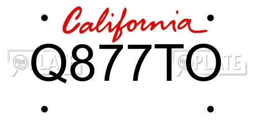 Q877TO California License Plate