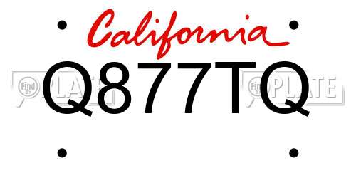Q877TQ California License Plate