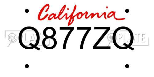 Q877ZQ California License Plate