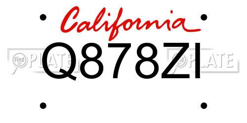 Q878ZI California License Plate