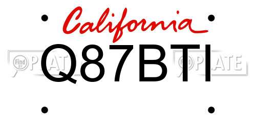 Q87BTI California License Plate