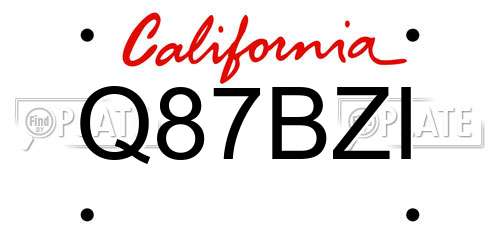 Q87BZI California License Plate