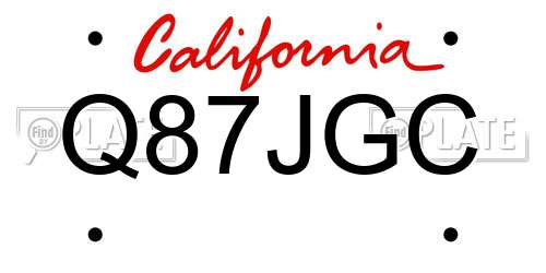 Q87JGC California License Plate