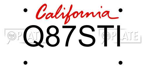 Q87STI California License Plate