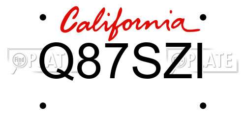 Q87SZI California License Plate