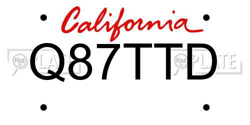 Q87TTD California License Plate