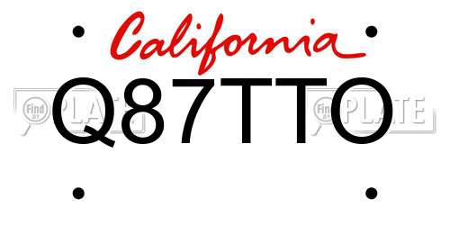 Q87TTO California License Plate