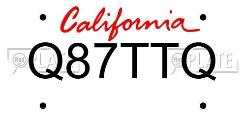 Q87TTQ California License Plate