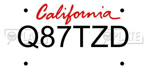 Q87TZD California License Plate