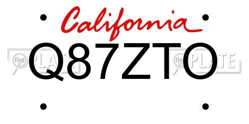 Q87ZTO California License Plate
