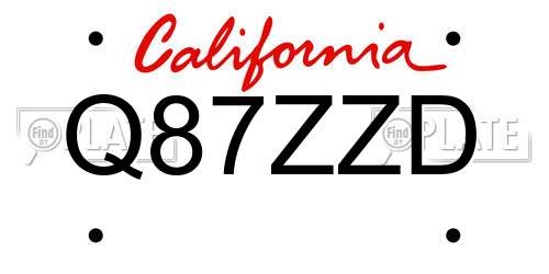 Q87ZZD California License Plate
