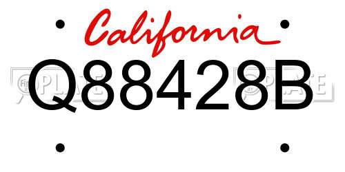 Q88428B California License Plate