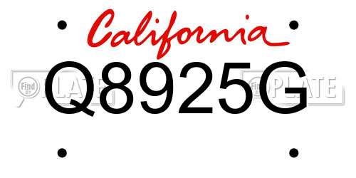 Q8925G California License Plate