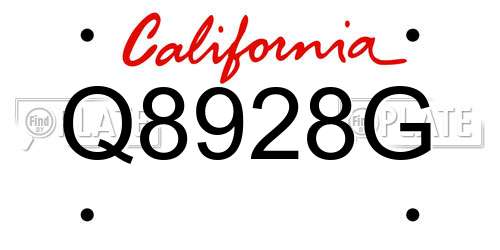 Q8928G California License Plate