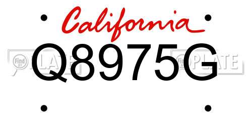 Q8975G California License Plate
