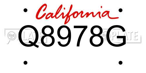 Q8978G California License Plate