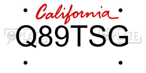 Q89TSG California License Plate
