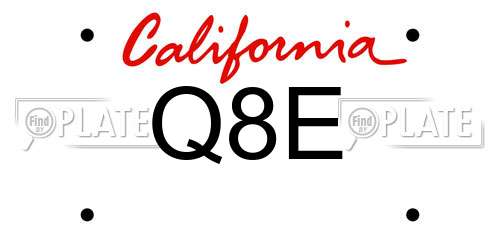 Q8E California License Plate