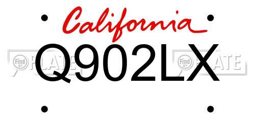 Q902LX California License Plate