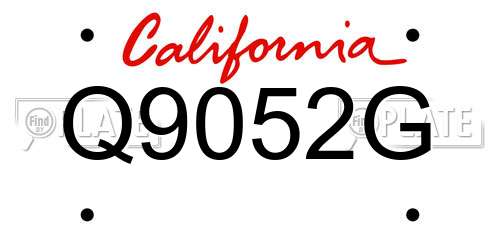 Q9052G California License Plate