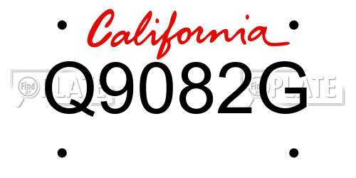 Q9082G California License Plate