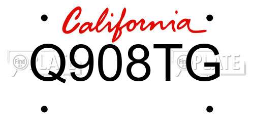 Q908TG California License Plate