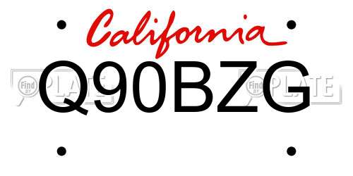Q90BZG California License Plate