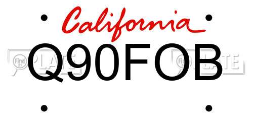 Q90FOB California License Plate