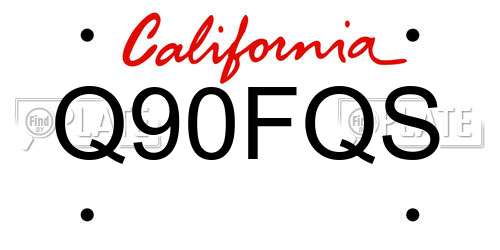 Q90FQS California License Plate