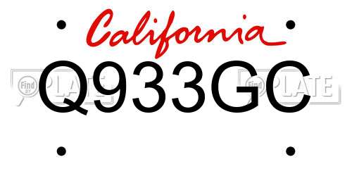 Q933GC California License Plate