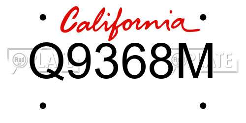 Q9368M California License Plate