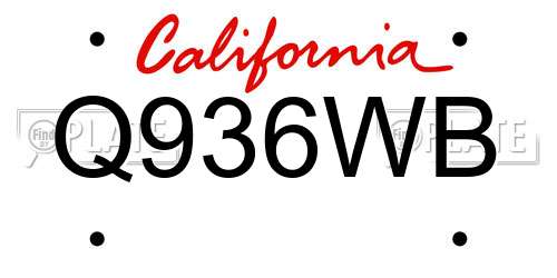 Q936WB California License Plate