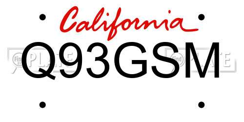Q93GSM California License Plate