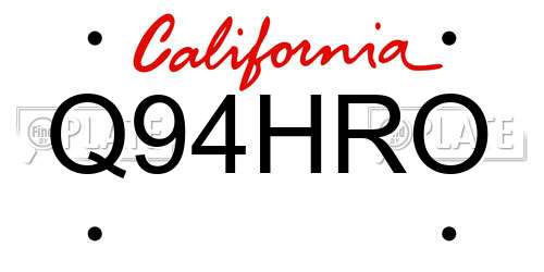 Q94HRO California License Plate