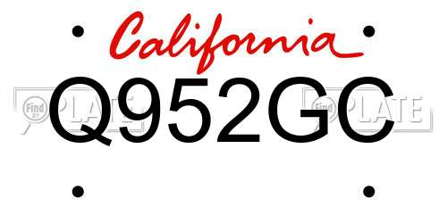 Q952GC California License Plate
