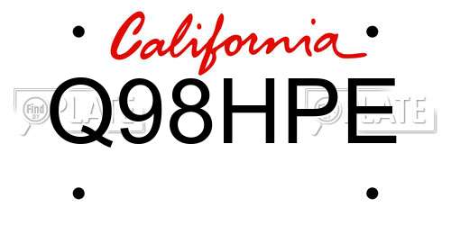 Q98HPE California License Plate