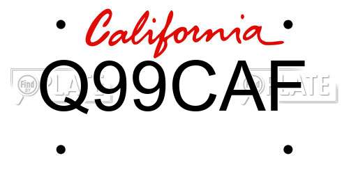 Q99CAF California License Plate