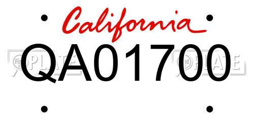 QA01700 California License Plate