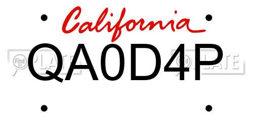 QA0D4P California License Plate