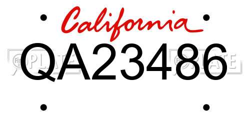 QA23486 California License Plate