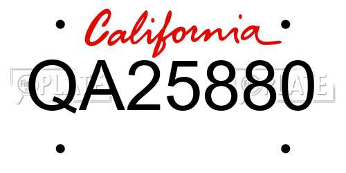 QA25880 California License Plate