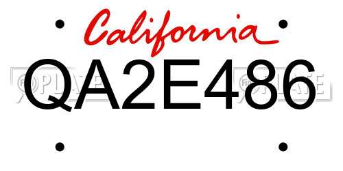 QA2E486 California License Plate
