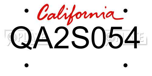 QA2S054 California License Plate