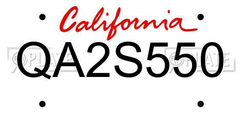 QA2S550 California License Plate