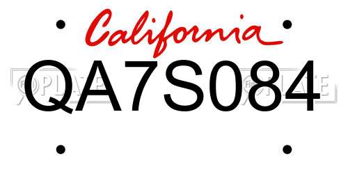 QA7S084 California License Plate