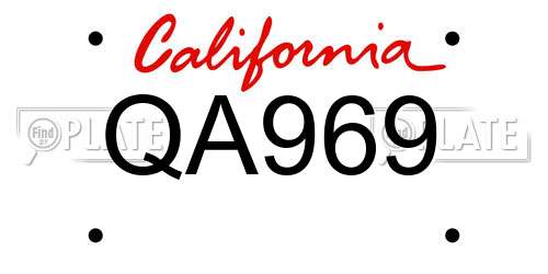 QA969 California License Plate