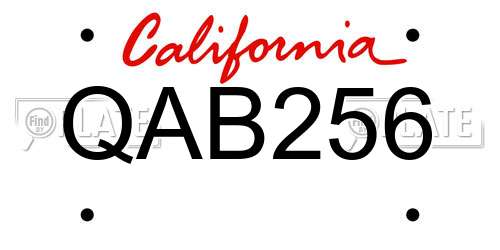 QAB256 California License Plate