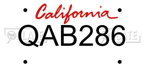 QAB286 California License Plate
